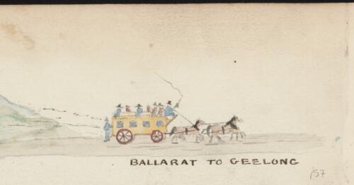 R.W. Jesper on board a horse-drawn carriage, Ballarat, Victoria, March 1861 / R.W. Jesper