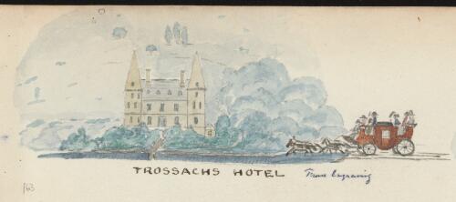 Horse-drawn carriage heading to Trossachs Hotel, Scotland, 1866 / R.W. Jesper