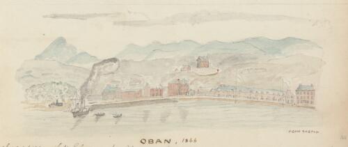 A boat sailing for Omar passing Dumbarton Castle, Scotland, 1866 / R.W. Jesper