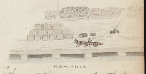Horse and cart with buildings in the background, Memphis, Tennessee, 2 April 1873 / R.W. Jesper