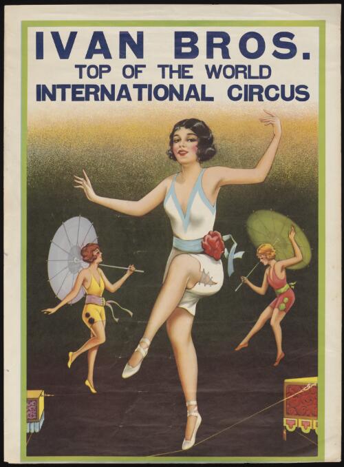 [Tightrope walker from Ivan Bros. Top of the World International Circus.]