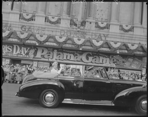 The Queen Mother being driven through the streets of Sydney, New South Wales, 24 February 1958
