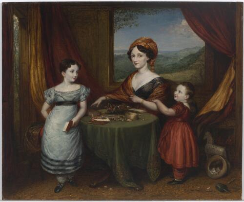Portrait of Mrs Darling and two of her children [picture] / J. Linnell