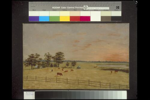 House and cattle near dam, Victoria, 13 February 1900 [picture] / C.W. Stalker