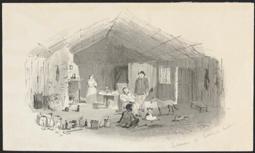 Interior of settler's hut [picture] / S.T.G