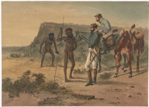 Horrocks's first interview with hostile blacks N. west of Spencers [i.e. Spencer] Gulf ... [picture] / S.T.G