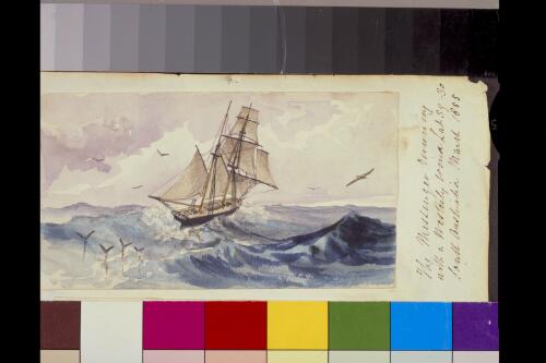 The Messenger running with a westerly wind lat. 39.30, South Australia, March, 1855 [picture] / T. Baines