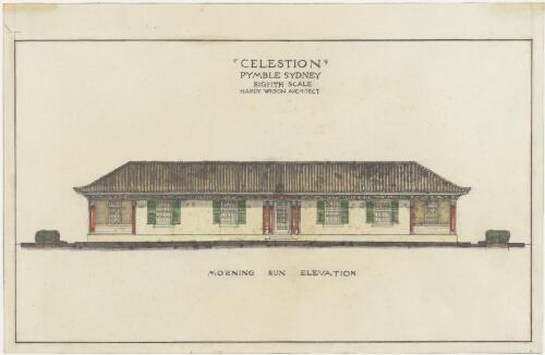 Celestion, Pymble, Sydney, eighth scale, morning sun elevation [picture] / Hardy Wilson