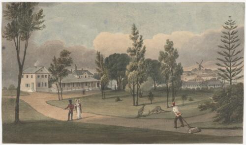 Government House and part of the town of Sidney [i.e. Sydney] N.S. Wales, 1828 [picture] / [Augustus Earle]