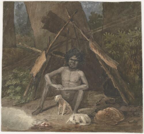 Australian native in his bark hut [picture] / [Augustus Earle]