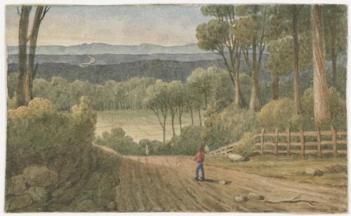 A distant view of the Blue Mountains and Lapston [i.e. Lapstone] Hill, New South Wales taken from the Emu Plains Road [picture] / [Augustus Earle]