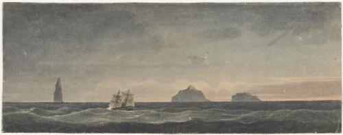 Ballo [i.e. Balls] Pyramid, Hows Island [i.e. Lord Howe Island] being W by S distance 30 [300?] miles from New Zealand, towards Port Jackson [picture] / [Augustus Earle]