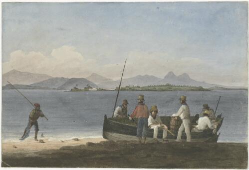 View of the Bay of Rio de Janeiro, Lord Cochrane's boat & crew [picture] / [Augustus Earle]