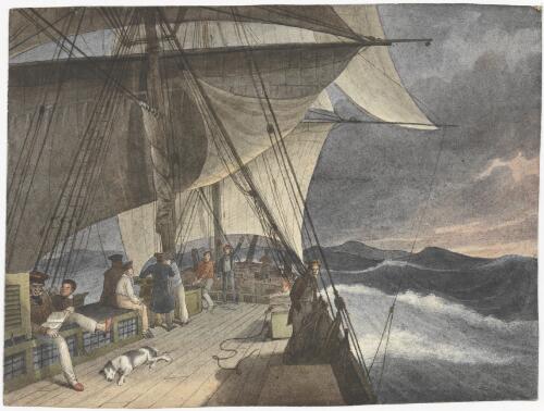 Scudding before a heavy westerly gale off the Cape, lat. 44 deg. [picture] / [Augustus Earle]
