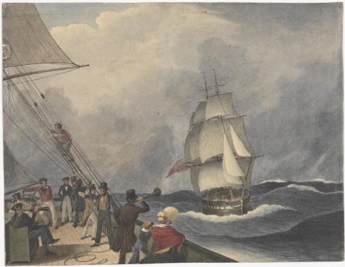 Speaking a vessel off the Cape of Good Hope [picture] / [Augustus Earle]
