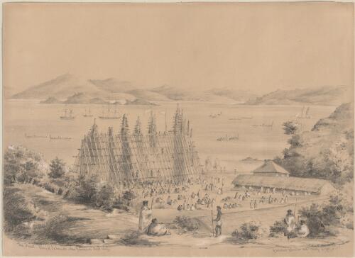 The feast, Bay of Islands, New Zealand, Sept., 1849 [picture] / Cuthbert Clark