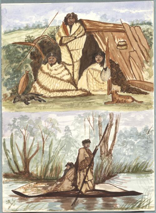 [Australian Aborigines and bark shelter] [picture] / [Dora Meeson]