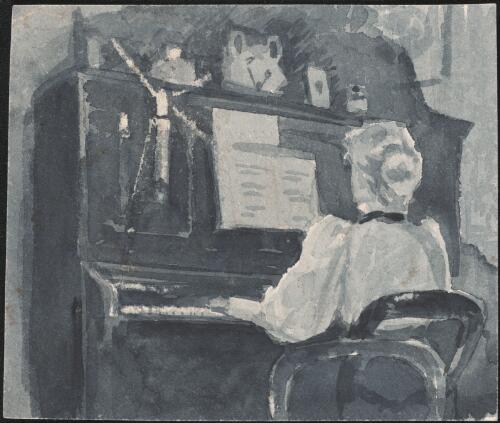 [Study of woman playing piano, N.Z.] [picture] / [Dora Meeson]
