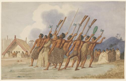 War dance, New Zealand [picture] / [Joseph Jenner Merrett]