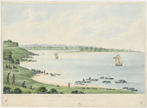 View of Port Macquarie at the entrance of the River Hastings, New South Wales [picture] / J. Lycett delint