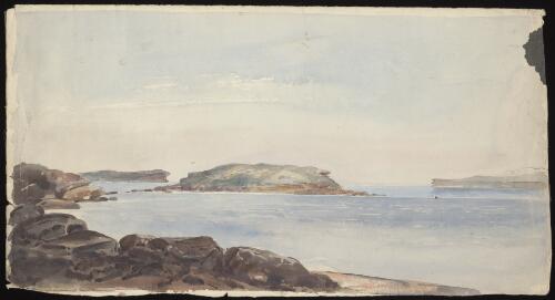 View of the island and entrance to Botany Bay, looking outwards, Sydney, November 1834 [picture] / [Robert Russell]