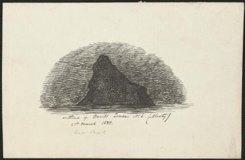 Outline of Devils Tower northeast, Bass Strait, 28 March 1838 [picture] / [Robert Russell]
