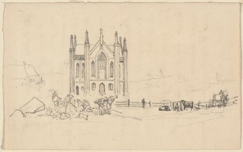 St. Mary's Cathedral, Sydney, ca. 1835 [picture] / [Robert Russell]
