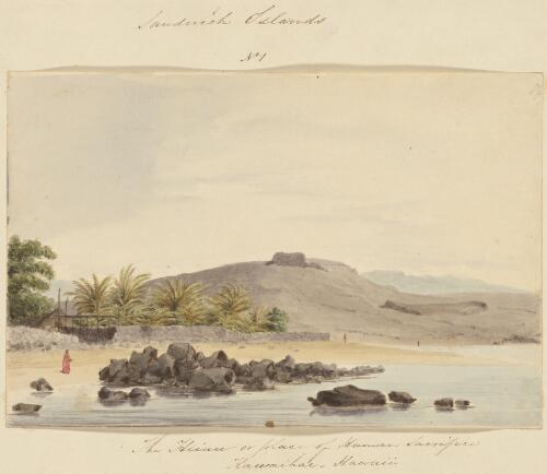 The heiau or place of human sacrifice, Kawaihae, Hawaii [picture] / [James Gay Sawkins]