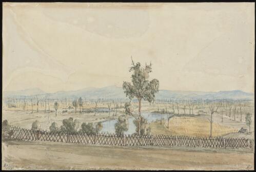 The Hunter River from the Bishop of Newcastles' garden 8th June, 1853 [picture] / H.S