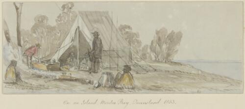 Camp at Stradbroke Island, Moreton Bay, 25th July, 1853 [picture] / [Henry John Douglas-Scott-Montagu]