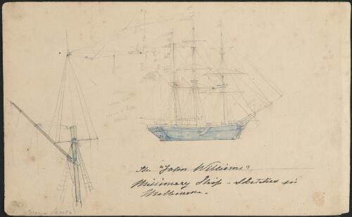 The "John Williams" missionary ship, sketched in Melbourne [picture] / [William Strutt]