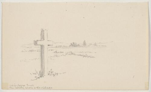 Gininderra [i.e. Ginninderra] Creek, the lonely cross and the village [picture] / [Eirene Mort]
