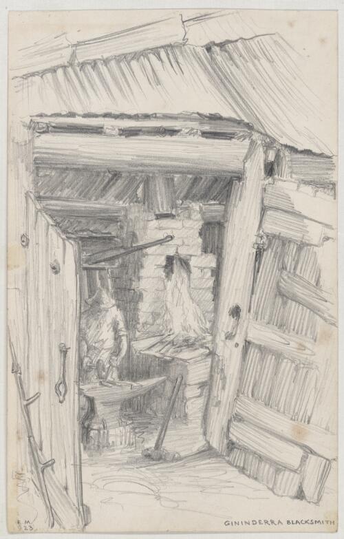 Gininderra [i.e. Ginninderra] blacksmith, 1923 [picture] / [Eirene Mort]
