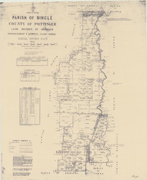 Parish of Bingle, County of Pottinger [cartographic material] : Land District of Gunnedah, Coonabarabran & Liverpool Plains Shires, Central Division N.S.W. / compiled, drawn and printed at the Department of Lands, Sydney N.S.W