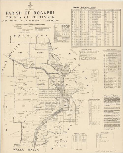 Parish of Bogabri, County of Pottinger [cartographic material] : Land Districts of Narrabri and Gunnedah, Namoi Shire, Central Division N.S.W / compiled, drawn & printed at the Department of Lands, Sydney N.S.W