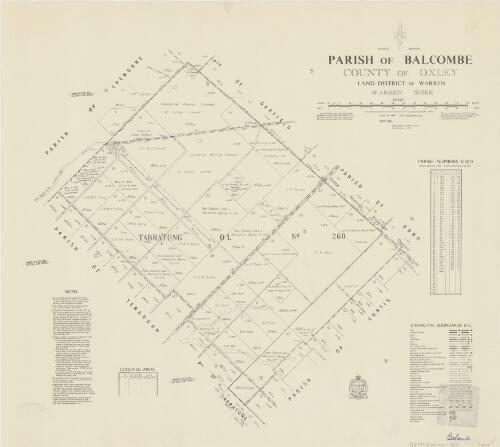 Parish of Balcombe, County of Oxley [cartographic material] : Land District of Warren, Warren Shire / compiled, drawn & printed at the Department of Lands, Sydney, N.S.W