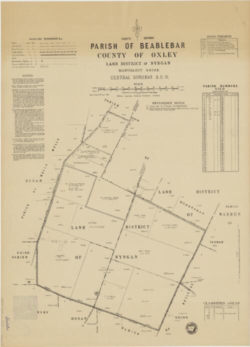 Parish of Beablebar, County of Oxley [cartographic material] : Land District of Nyngan, Marthaguy Shire, Central Division N.S.W. / compiled, drawn and printed at the Department of Lands, Sydney