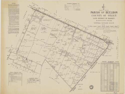 Parish of Beelban, County of Oxley [cartographic material] : Land District of Warren, Marthaguy Shire, Central Division N.S.W. / compiled, drawn and printed at the Department of Lands, Sydney N.S.W
