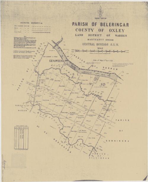 Parish of Beleringar, County of Oxley [cartographic material] : Land District of Warren, Marthaguy Shire, Central Division N.S.W. / compiled, drawn and printed at the Department of Lands, Sydney, N.S.W