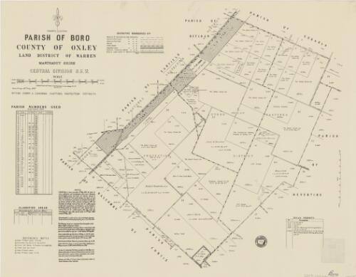 Parish of Boro, County of Oxley [cartographic material] : Land District of Warren, Marthaguy Shire, Central Division N.S.W. / compiled, drawn and printed at the Department of Lands, Sydney N.S.W