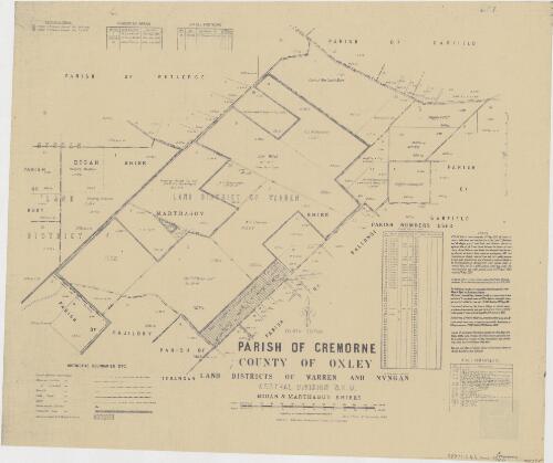 Parish of Cremorne, County of Oxley [cartographic material] : Land Districts of Warren and Nyngan, Central Division N.S.W., Bogan & Marthaguy Shires / compiled, drawn and printed at the Department of Lands, Sydney, N.S.W