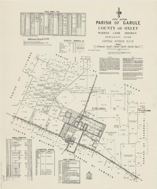 Parish of Garule, County of Oxley [cartographic material] : Warren Land District, Marthaguy Shire, Central Division N.S.W. / compiled, drawn and printed at the Department of Lands, Sydney N.S.W