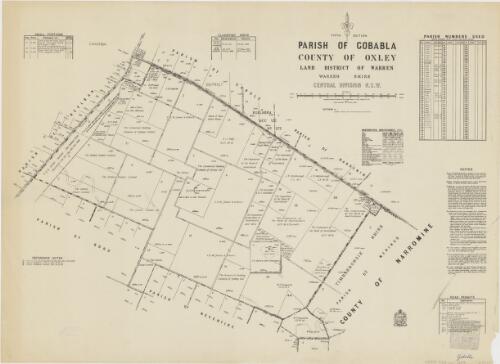 Parish of Gobabla, County of Oxley [cartographic material] : Land District of Warren, Warren Shire, Central Division N.S.W. / compiled, drawn & printed at the Department of Lands, Sydney, N.S.W