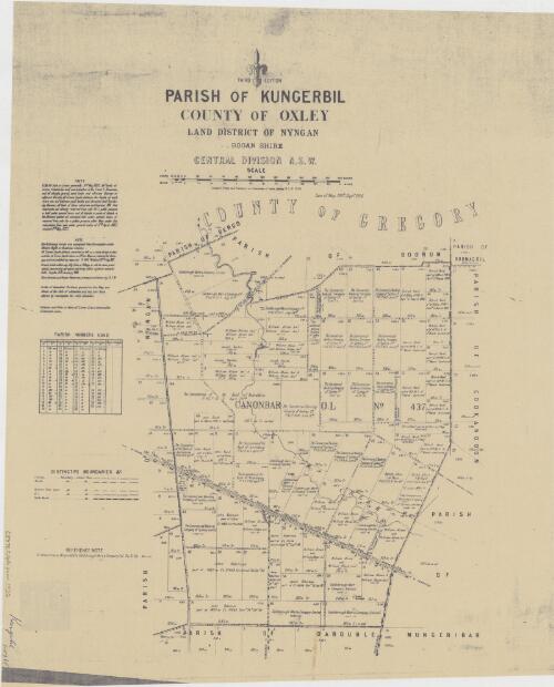 Parish of Kungerbil, County of Oxley [cartographic material] : Land District of Nyngan, Bogan Shire, Central Division N.S.W. / compiled, drawn and printed at the Department of Lands, Sydney N.S.W
