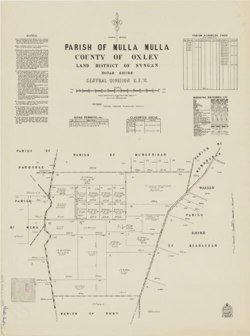 Parish of Mulla Mulla, County of Oxley [cartographic material] : Land District of Nyngan, Bogan Shire, Central Division N.S.W. / compiled, drawn & printed at the Department of Lands, Sydney, N.S.W