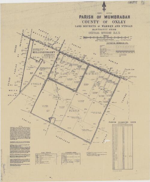 Parish of Mumbrabah, County of Oxley [cartographic material] : Land Districts of Warren and Nyngan, Marthaguy Shire, Central Division N.S.W. / compiled, drawn and printed at the Department of Lands, Sydney, N.S.W