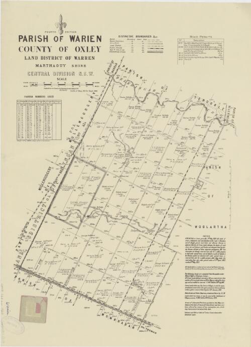 Parish of Warien, County of Oxley [cartographic material] : Land District of Warren, Marthaguy Shire, Central Division N.S.W. / compiled, drawn and printed at the Department of Lands, Sydney, N.S.W