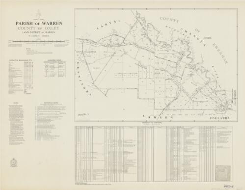 Parish of Warren, County of Oxley [cartographic material] : Land District of Warren, Warren Shire / compiled, drawn & printed at the Department of Lands, Sydney, N.S.W