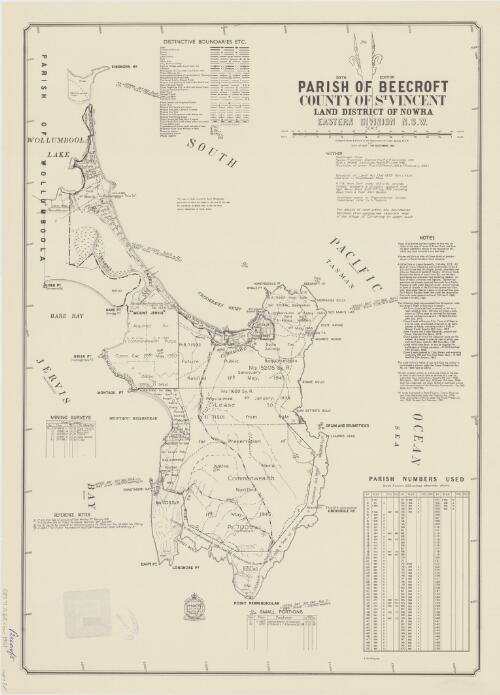 Parish of Beecroft, County of St Vincent [cartographic material] : Land District of Nowra, Eastern Division N.S.W. / compiled, drawn & printed at the Department of Lands, Sydney, N.S.W