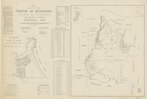 Parish of Benandra, County of St. Vincent [cartographic material] : Land District of Moruya, Eurobodalla Shire / compiled, drawn & printed at the Department of Lands, Sydney, N.S.W